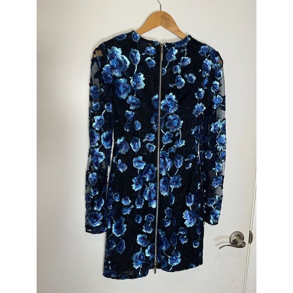 NWT BRONX AND BLANCO  Sapphire Sequined Floral Long Sleeve Mini DressnWomens XS - Picture 7 of 14